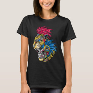 Camiseta Cráneo de pantera Huichol Calavera Mexicana Azteca