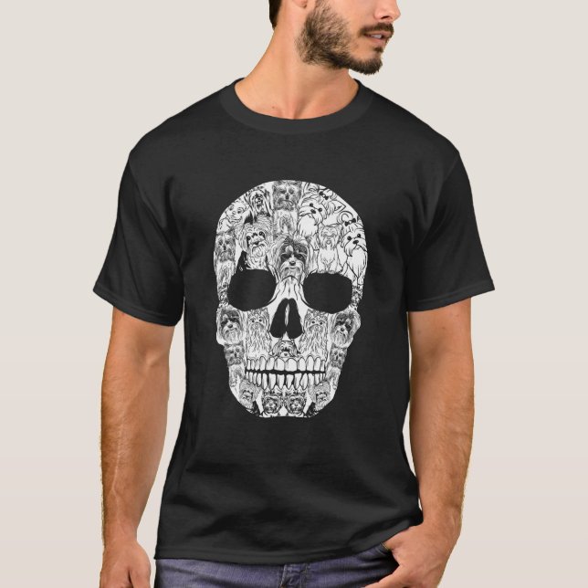 Camiseta Cráneo De Perro Terrier De Yorkshire Para Ha (Anverso)