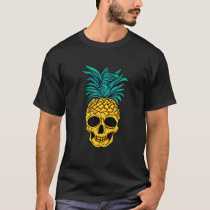Camiseta Cráneo de piña Fruta tropical Halloween Oscuro N