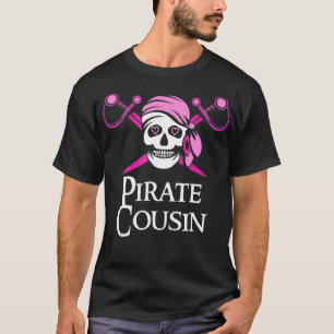 Camiseta Cráneo De Primos Piratas Rosados Y Bandera De Cros
