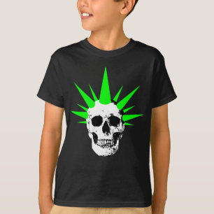 Camiseta Cráneo de rock con pelo de araña verde neón