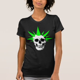Camiseta Cráneo de rock con pelo de araña verde neón