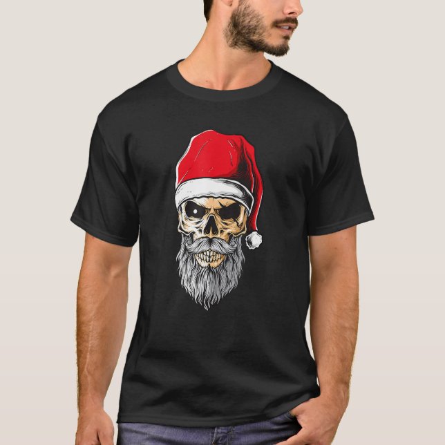 Camiseta Cráneo de Santa Pirate con barba Gorra de Santas (Anverso)