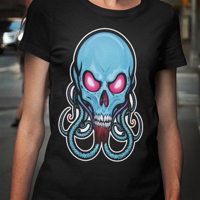 Camiseta Cráneo de Tentacle Gótico Azul Asombroso (Subido por el creador)