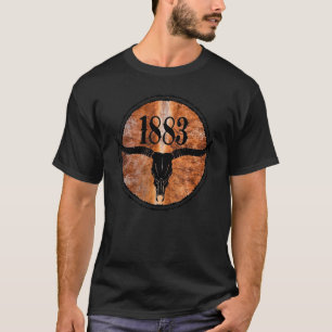Camiseta Craneo de toro boho de Yellowstone de cuero 1883 1