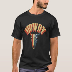 Camiseta Craneo de toro de rodeo de vaquero con bandera de