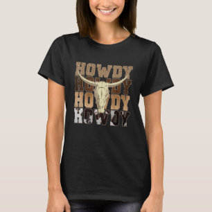 Camiseta Cráneo de toro rodeo Texas occidental Howdy leopar