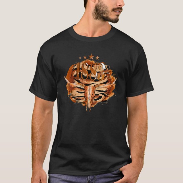 Camiseta cráneo de toro vaca boho Yellowstone 1883 (Anverso)