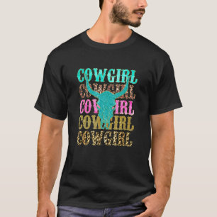 Camiseta Craneo de toro vaquera rodeo Texas oeste Leopardo