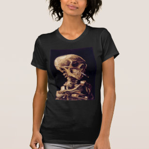 Camiseta Cráneo de un esqueleto con el cigarrillo ardiente