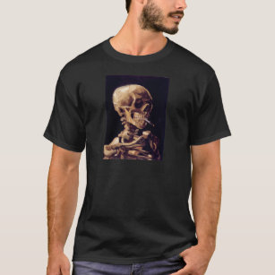 Camiseta Cráneo de un esqueleto con el cigarrillo ardiente