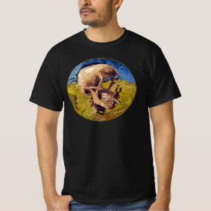 Camiseta Cráneo de Van Gogh con cigarro Cuervos en trigal