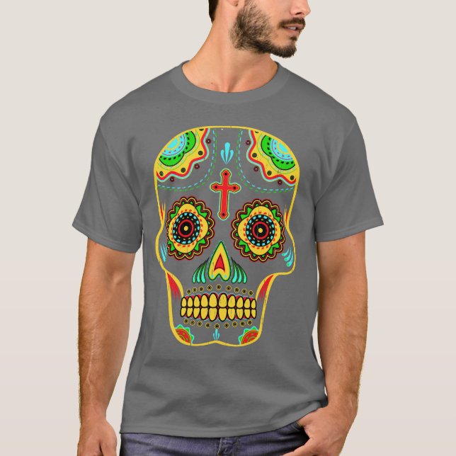 Camiseta Cráneo del azúcar a todo color (Anverso)