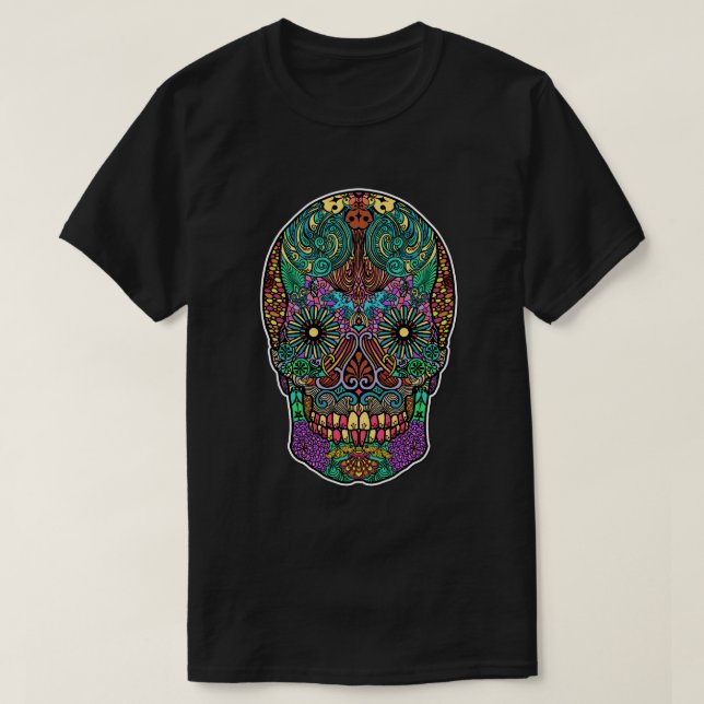 Camiseta Cráneo del azúcar colorido (Diseño del anverso)