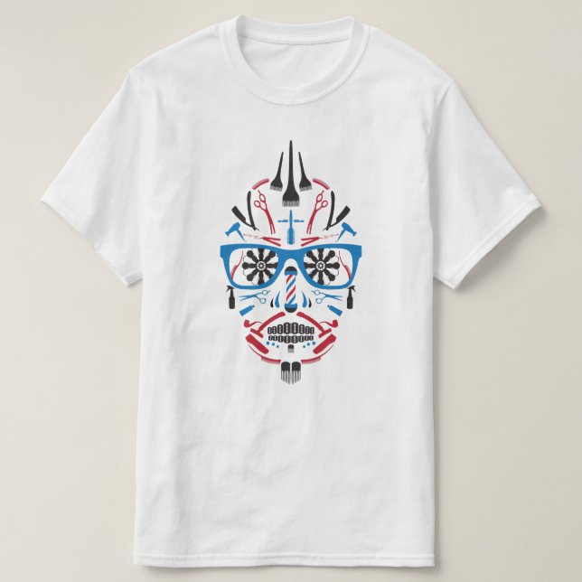 Camiseta cráneo del azúcar de la barbería (Diseño del anverso)