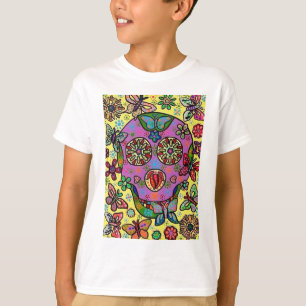 Camiseta Cráneo del azúcar de la mariposa de la flor de S
