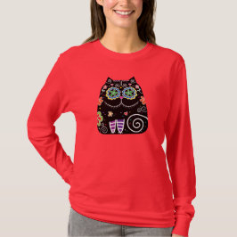 Camiseta Cráneo del azúcar del gato negro