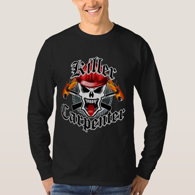 Camiseta Cráneo del carpintero con el casco rojo (Anverso)