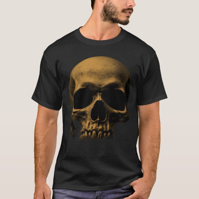 Camiseta Cráneo del Gótico Dorado (Anverso)