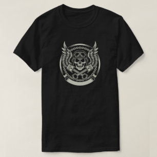Camiseta Cráneo del motorista con el emblema de las alas y