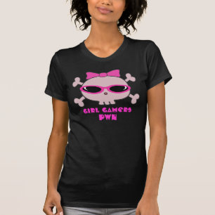 Camiseta Cráneo del pwn de los videojugadores del chica co