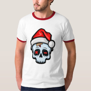 Camiseta Cráneo divertido de Navidad, estilo cartoon
