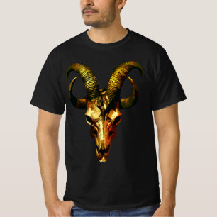 Camiseta Cráneo Dorado con Cuernos - Arte Oscuro