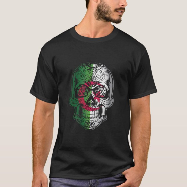Camiseta Cráneo En Argelia Y Bandera De Los Rosas (Anverso)
