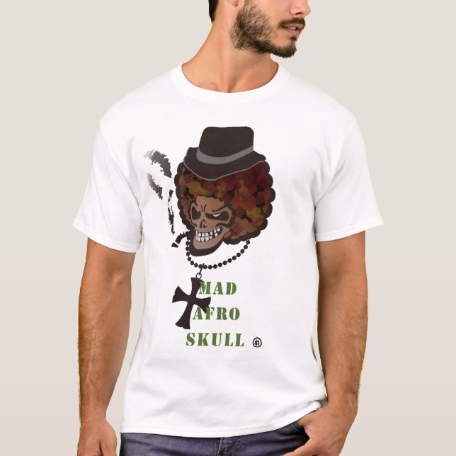 CAMISETA CRÁNEO ENOJADO DEL AFRO (Anverso)