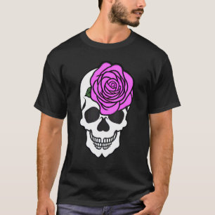 Camiseta Cráneo femenino de estriado con grafo Rosa grande