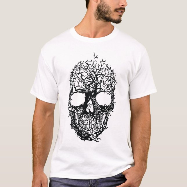 Camiseta Cráneo Formado por Ramas (Anverso)
