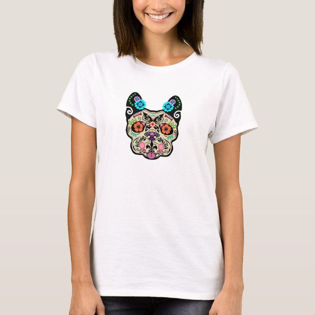 Camiseta Cráneo Frenchie del azúcar (Anverso)
