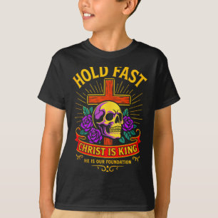 Camiseta Cráneo gótico cristiano Cruz Sostener firme Jesús