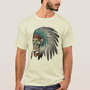 Camiseta Cráneo gótico tribal indio del nativo americano