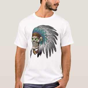 Camiseta Cráneo gótico tribal indio del nativo americano