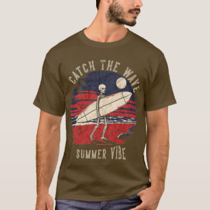Camiseta cráneo gracioso, capta la onda de verano