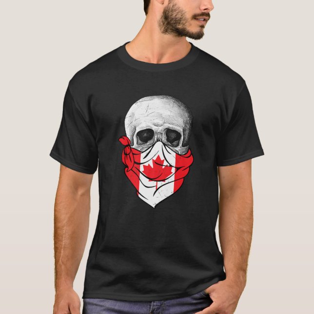 Camiseta Cráneo gracioso con maple Leaf bandera canadiense  (Anverso)