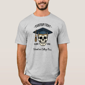 Camiseta Cráneo Graduado Nombre Personalizado Año Escuela