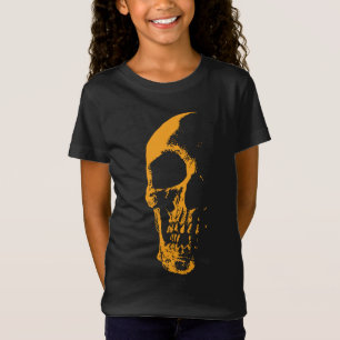 Camiseta Cráneo Iluminado Creación de Pintura Naranja