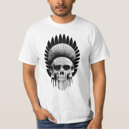 Camiseta Cráneo Indio Blanco y Negro
