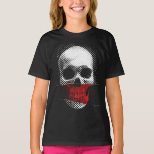 Camiseta Cráneo infrarrojo: diseño punteado en tonos rojos