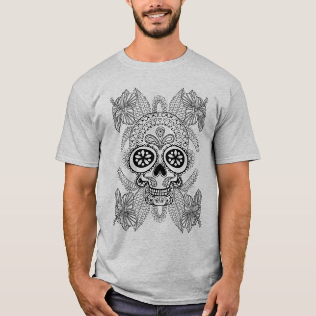 Camiseta Cráneo inspirado en flores (Anverso)