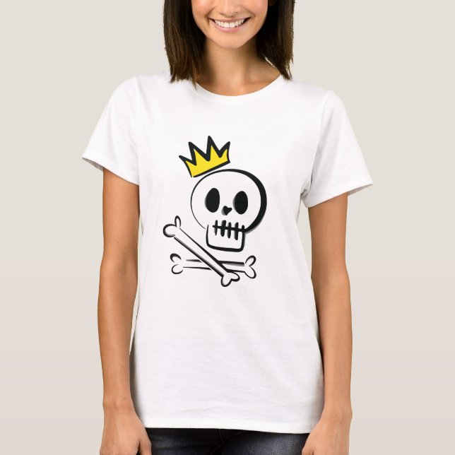 Camiseta Cráneo lindo con corona - Ilustracion divertido de (Anverso)