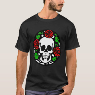 Camiseta Cráneo Lindo con Rosas en Diseño Gráfico de Círcul
