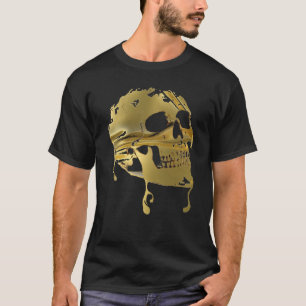 Camiseta Cráneo líquido del goteo del oro