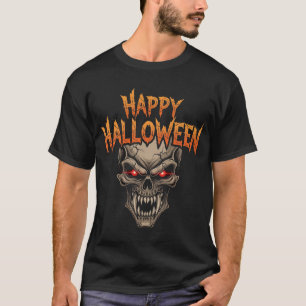 Camiseta Cráneo malvado con ojos brillantes Halloween