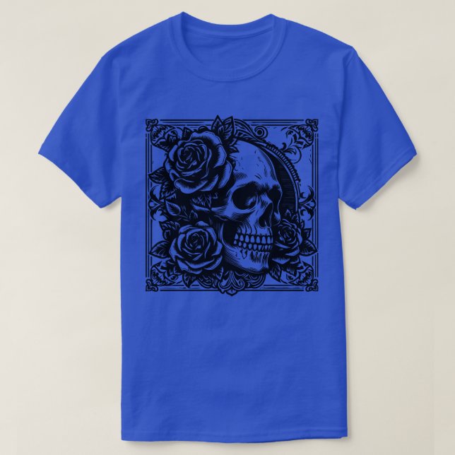 Camiseta cráneo metalizado gótico (Diseño del anverso)