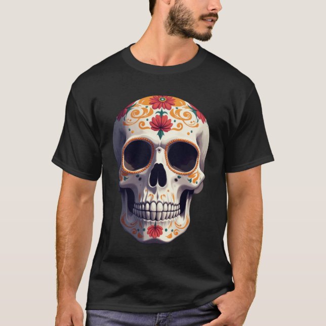 Camiseta Cráneo minimalista Día de los Muertos (Anverso)