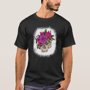 Camiseta Cráneo Motivador Floral Bleached Skull Con Flujo