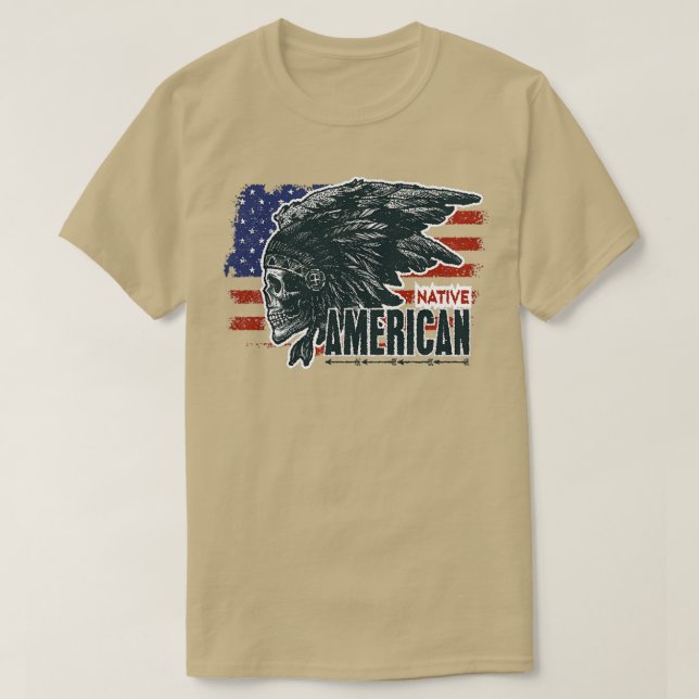Camiseta Cráneo nativo americano 5 (Diseño del anverso)